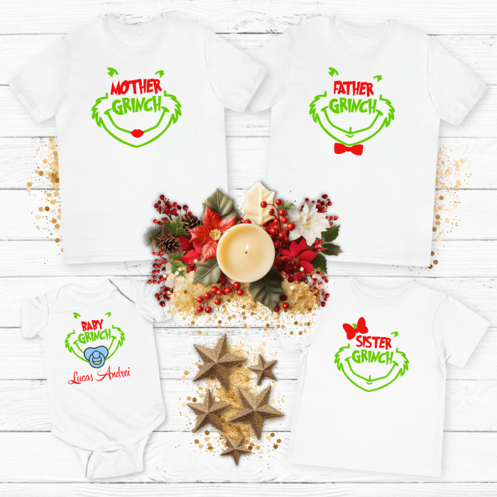 Set tricouri personalizate pentru Crăciun - Familia Grinch - Model băiețel - Model 2 [1]