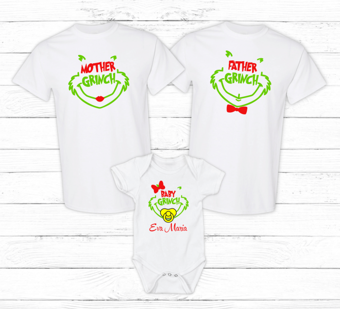 Set tricouri personalizate pentru Crăciun - Familia Grinch - Model fetiță [1]