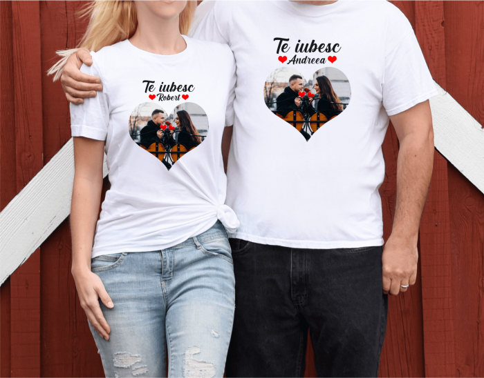 Set tricouri personalizate pentru cuplu - Poză - Nume [1]