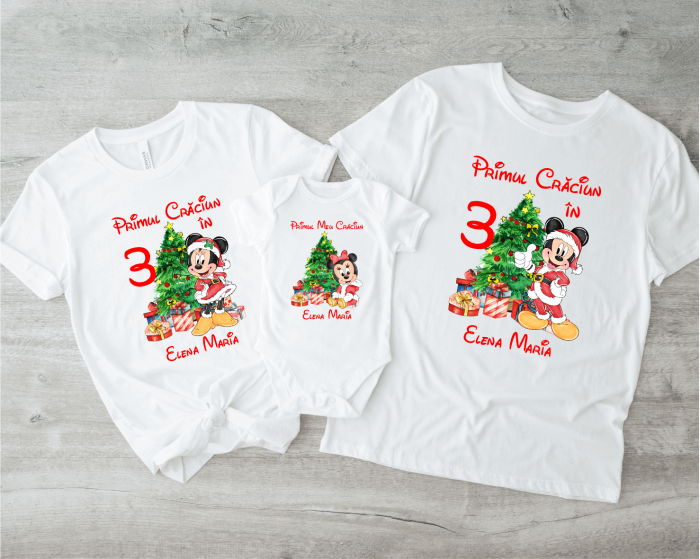 Set tricouri personalizate - Primul Crăciun - Baby Minnie - Model fetiță [1]