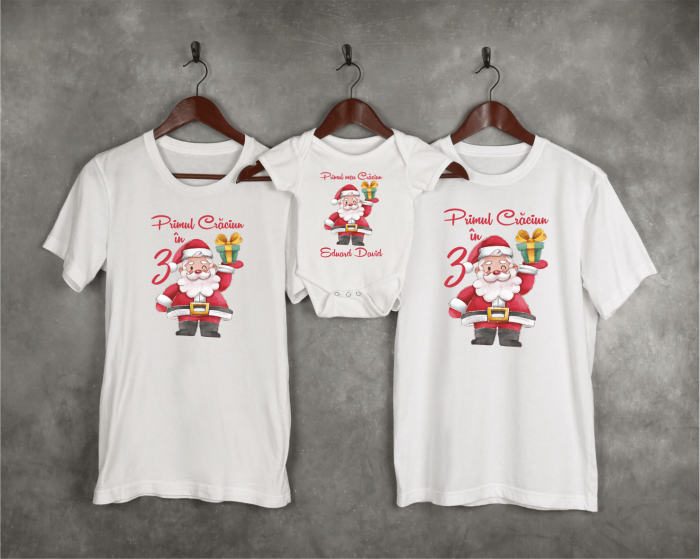 Set tricouri personalizate - Primul Crăciun în 3 - Santa Claus [1]