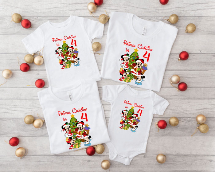 Set tricouri personalizate - Primul Crăciun în 4 - Minnie & Mickey [1]