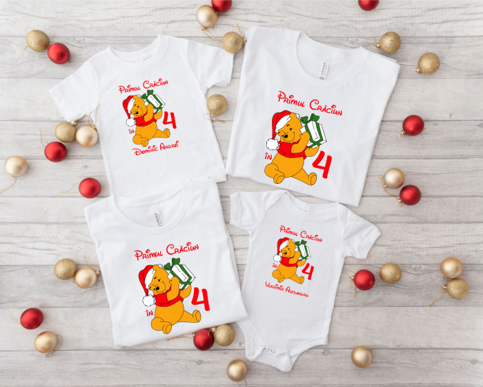 Set tricouri personalizate - Primul Crăciun în 4 - Winnie the pooh [1]