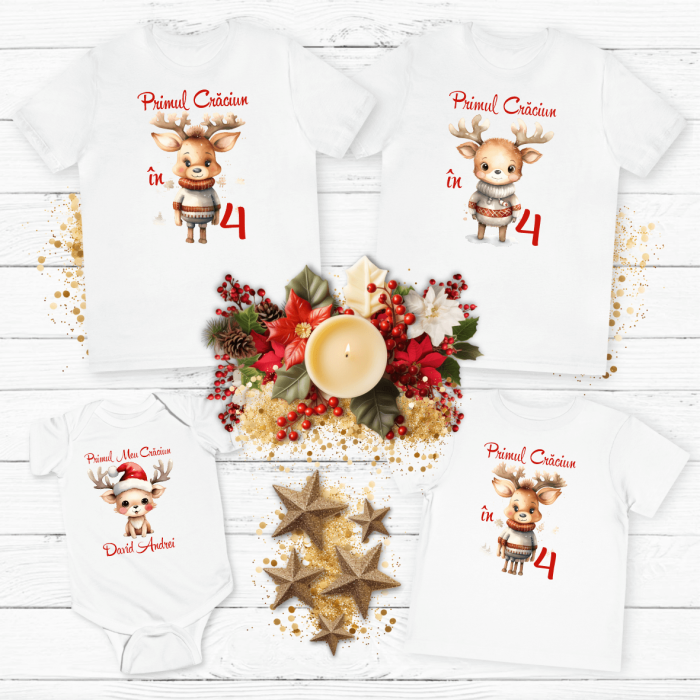 Set tricouri personalizate - Reni - Crăciun - Model băiețel [1]