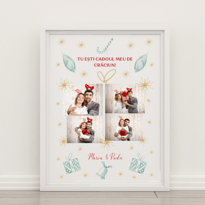 Tablou A4 personalizat cu 4 poze și mesaj - Crăciun [1]