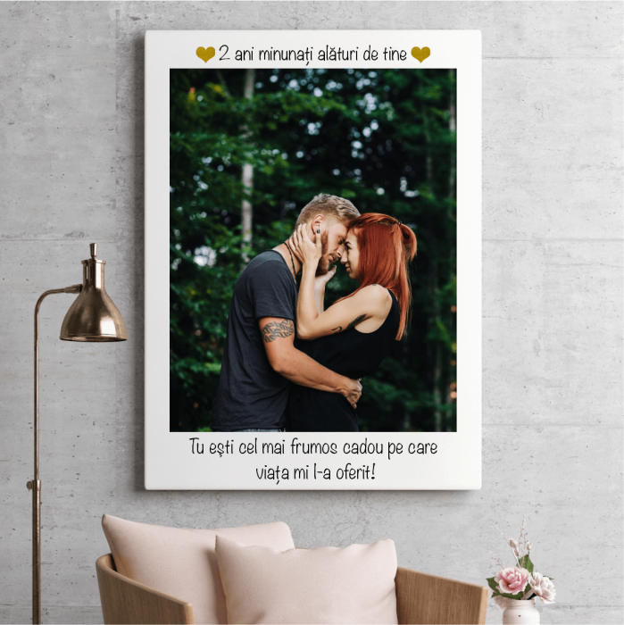 Tablou canvas personalizat pe pânză cu o poză și text [1]