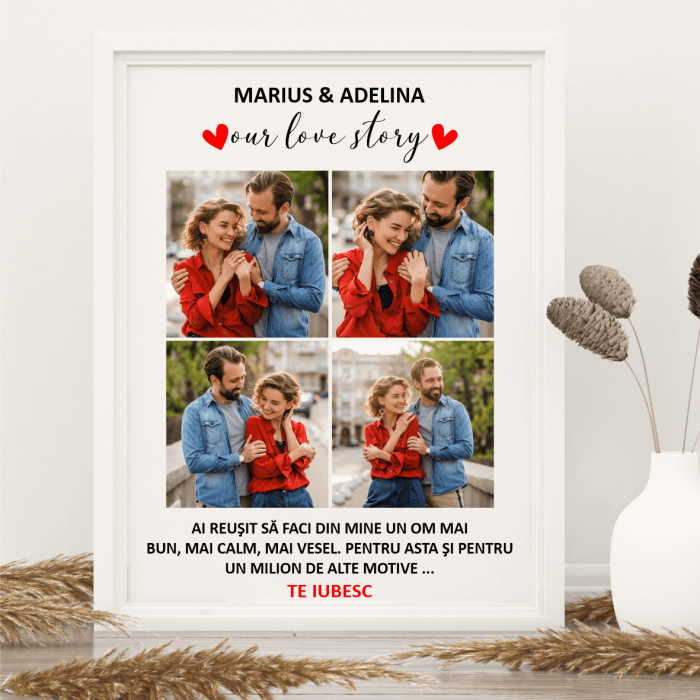 Tablou personalizat A4 cu 4 poze - Nume - Text [1]