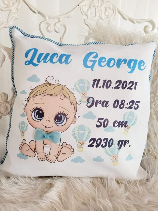 Pernă personalizată Nou Născut - Băiat [2]