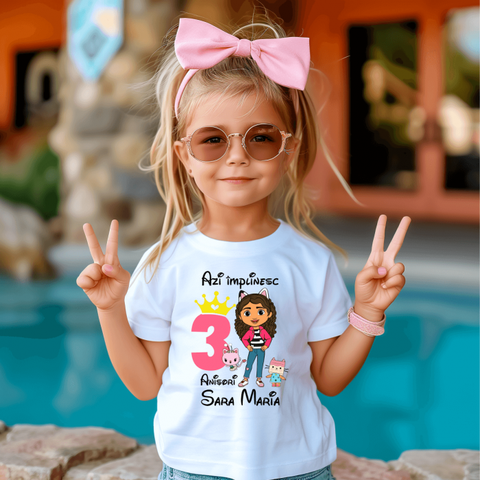Tricou personalizat aniversare - Casa magică a lui Gabby [1]