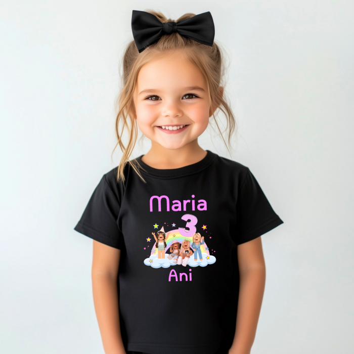 Tricou personalizat aniversare - Roblox - Model fetiță [2]