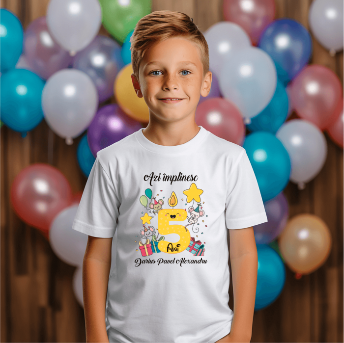Tricou personalizat copil aniversare - Animăluțe - Model băiețel [1]