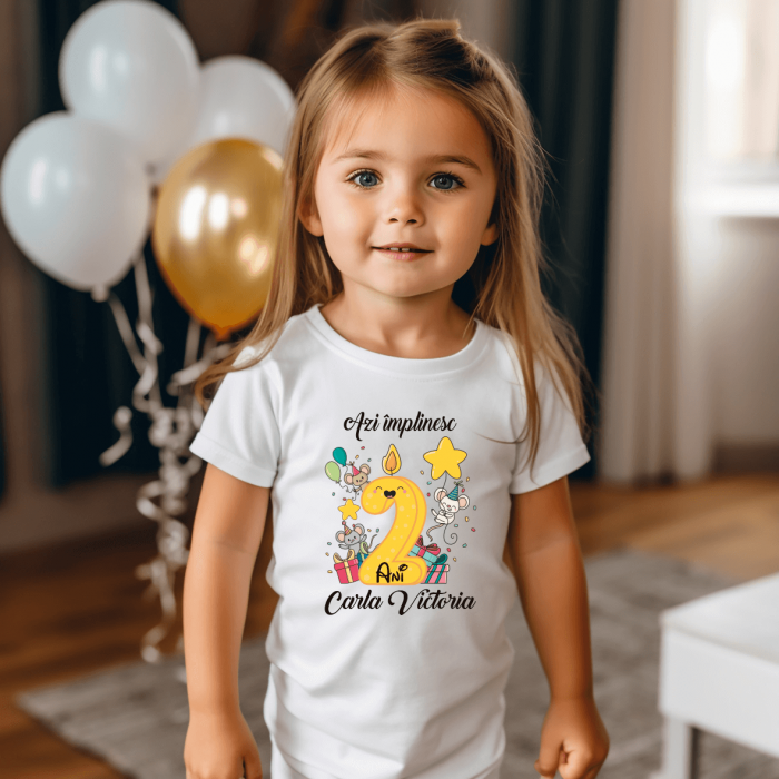 Tricou personalizat copil aniversare - Animăluțe - Model fetiță [1]