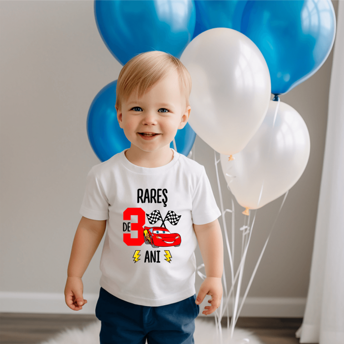 Tricou personalizat copil aniversare - Mașini - Fulger McQueen [1]