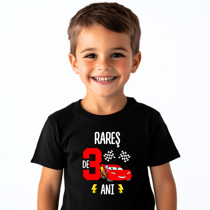 Tricou personalizat copil aniversare - Mașini - Fulger McQueen [2]