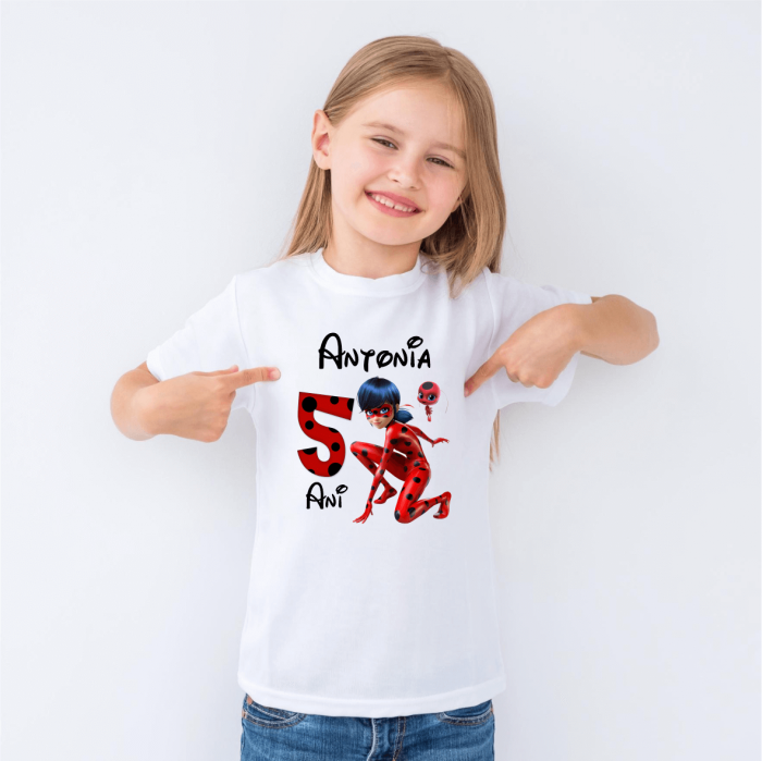Tricou personalizat copil aniversare - Miraculos - Buburuza [1]