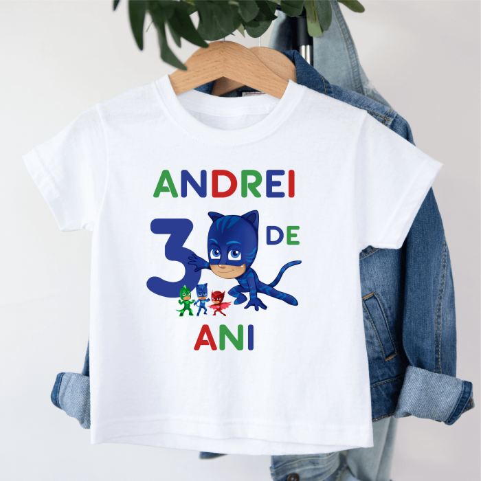 Tricou personalizat copil aniversare - PJ Masks [1]