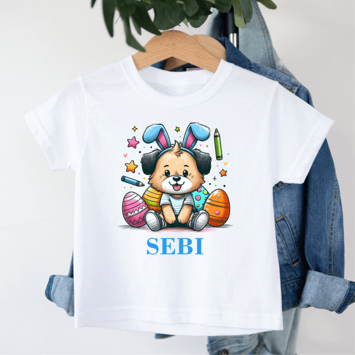 Tricou personalizat copil - Paște - Cățeluș - Model băiețel [1]