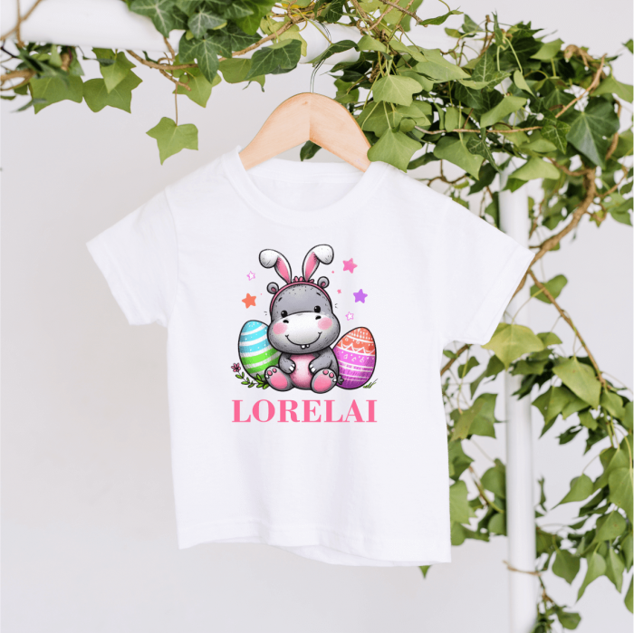 Tricou personalizat copil - Paște - Hipopotam - Model fetiță [1]