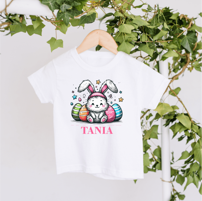 Tricou personalizat copil - Paște - Iepuraș - Model fetiță - M4 [1]