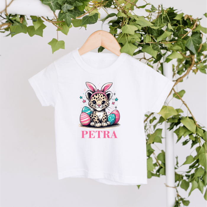 Tricou personalizat copil - Paște - Leopard - Model fetiță [1]