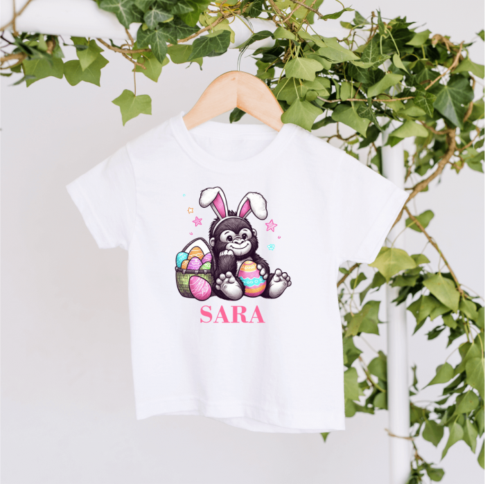 Tricou personalizat copil - Paște - Maimuță - Model fetiță [1]