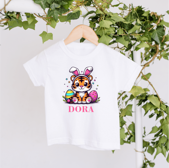 Tricou personalizat copil - Paște - Tigru - Model fetiță [1]
