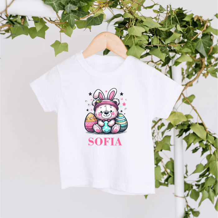 Tricou personalizat copil - Paște - Ursuleț - Model fetiță [1]