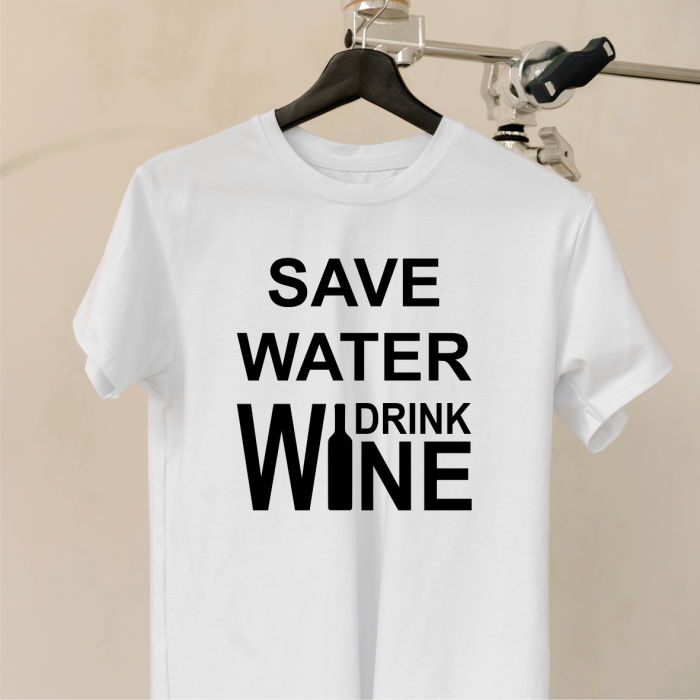 Tricou personalizat - Save water - Drink wine [1]