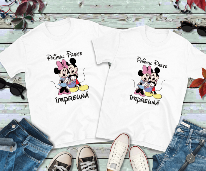 Tricouri cuplu personalizate de Paște - Primul Paște împreună - Minnie și Mickey [1]