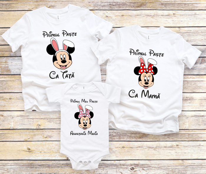 Tricouri personalizate familie - Primul Paște ca mamă - ca tată - Minnie & Mickey - Model 1 [1]