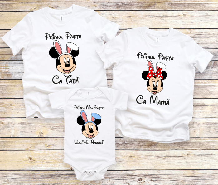 Tricouri personalizate familie - Primul Paște ca mamă - ca tată - Minnie & Mickey - Model 2 [1]
