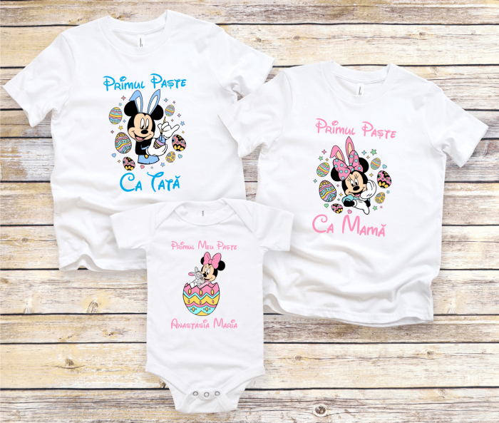 Tricouri personalizate familie - Primul Paște ca mamă - ca tată - Minnie & Mickey - Model 4 [1]