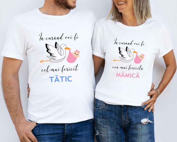 Tricouri personalizate - În curând voi fi cel mai fericit tătic - cea mai fericită mămică(fetiță) [1]