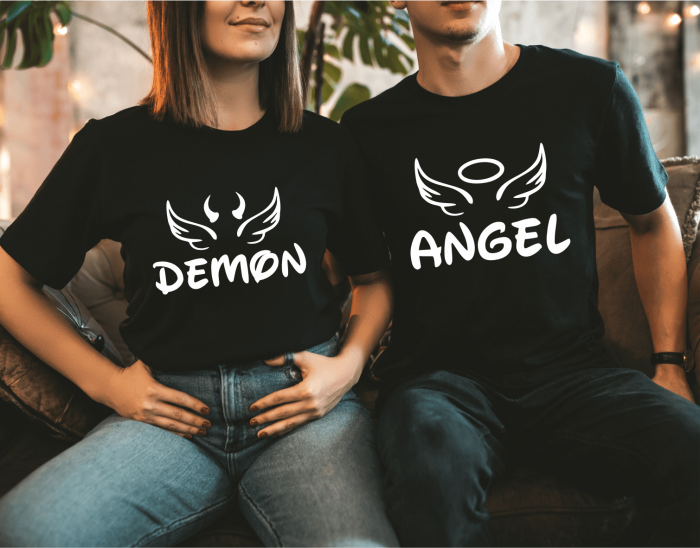 Set tricouri personalizate pentru cuplu - Demon și Angel [1]