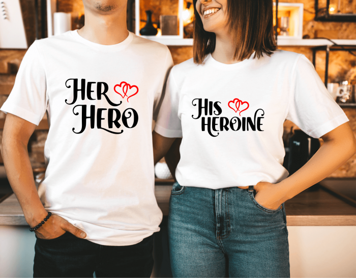 Set tricouri personalizate pentru cuplu - Her Hero - His Heroine [1]