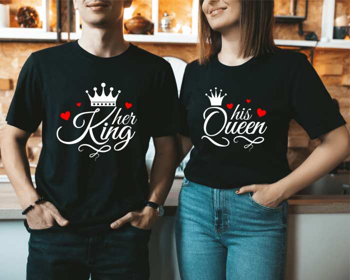Tricouri personalizate pentru cuplu - Her King - His queen [1]