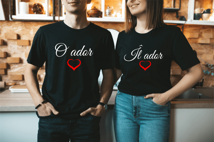 Set tricouri personalizate pentru cuplu - Il ador - O ador [1]