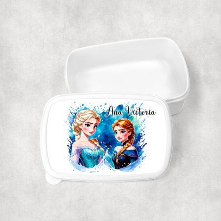 Cadouri pentru copii - Lunch box personalizat cu nume - Ana și Elsa