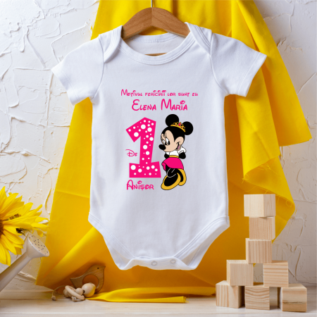 Body-uri personalizate fetițe - Body personalizat Aniversare 1 an - Princess Minnie