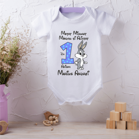 Tricouri personalizate Aniversare - Body personalizat Aniversare 1 an - Baby Bugs Bunny