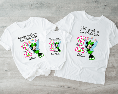 Tricouri personalizate Aniversare - Tricouri personalizate Aniversare 1 an - Fairy Minnie