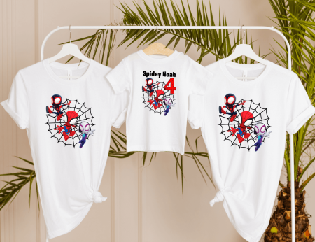 Seturi tricouri personalizate pentru familie aniversare - Set tricouri personalizate aniversare - Spidey
