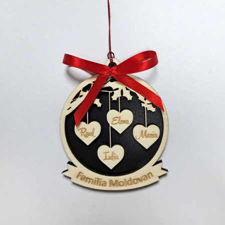 Globuri personalizate - Glob personalizat cu nume din lemn - Familie - Model 2
