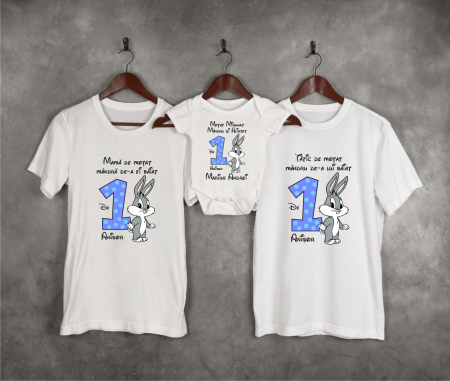 Seturi personalizate băieți - Tricouri personalizate Aniversare 1 an - Baby Bugs Bunny