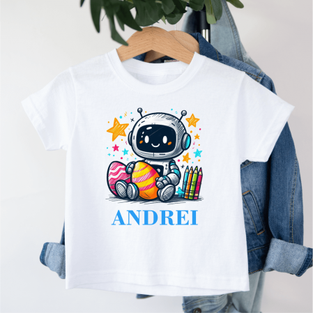 Tricouri personalizate copii Paște - Tricou personalizat copil - Paște - Roboțel - Model băiețel