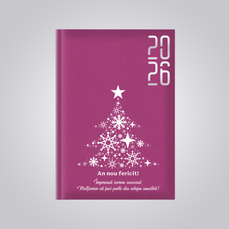 Agende personalizate - Agendă A5 datată 2026 personalizată cu mesaj - Brad - Crăciun - M2