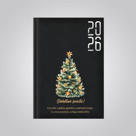 Agende personalizate - Agendă A5 datată personalizată cu mesaj - Brad - Crăciun - M3