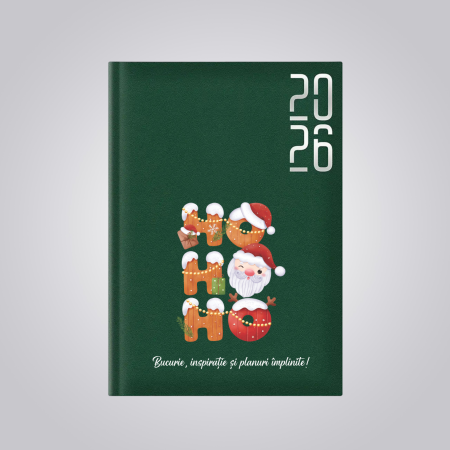 Agende personalizate - Agendă A5 datată personalizată cu mesaj - Hohoho - Crăciun