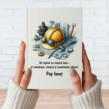 Agende personalizate - Agendă albă nedatată personalizată cu nume - Inginer