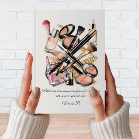 Agende personalizate - Agendă albă nedatată personalizată cu nume și mesaj - Make-up - M5